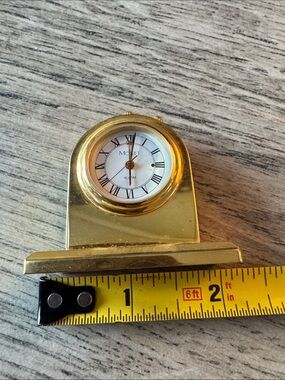 Miniature Monet Gold Desk Clock with White Roman Dial